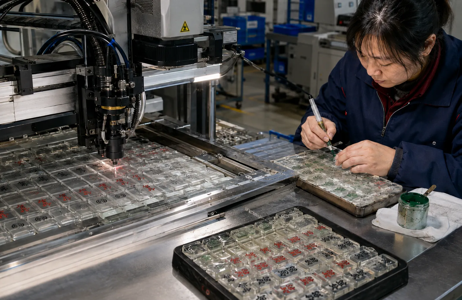 Mahjong artwork and color inspection during production