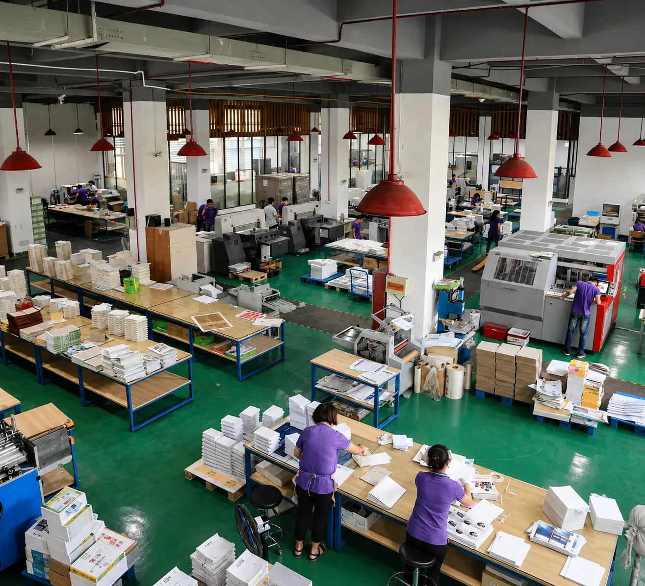Mahjong manufacturing equipment in production workshop