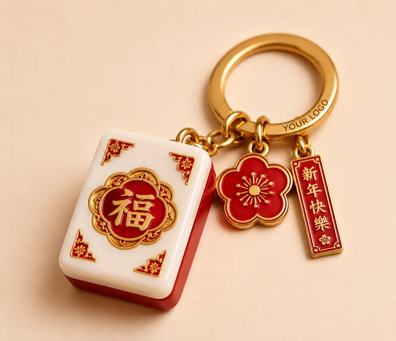 New Year Mahjong Keychain