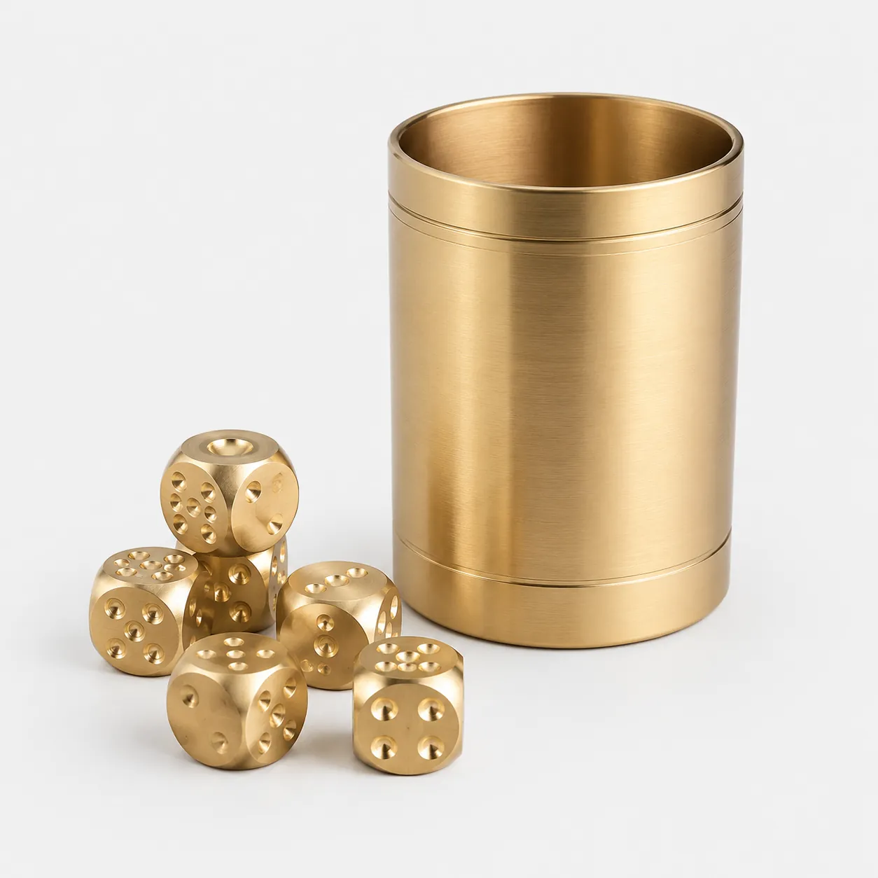 Metal Mahjong Dice Set with Matching Dice Cup