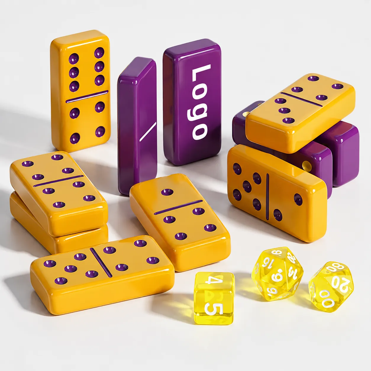 Colorful Double-Six Domino Set with Custom Logo