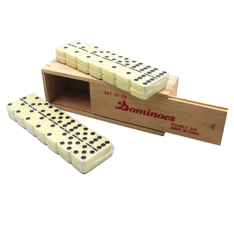 Traditional Double-Six Domino Set with Wooden Slide Box