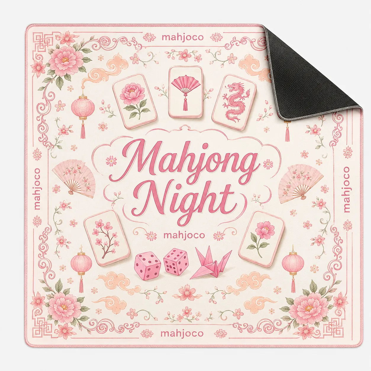 Mahjong Night Party Mat with Illustrated Game Motifs