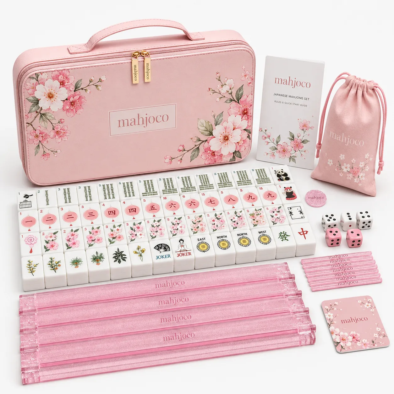 Floral Case Japanese Mahjong Set