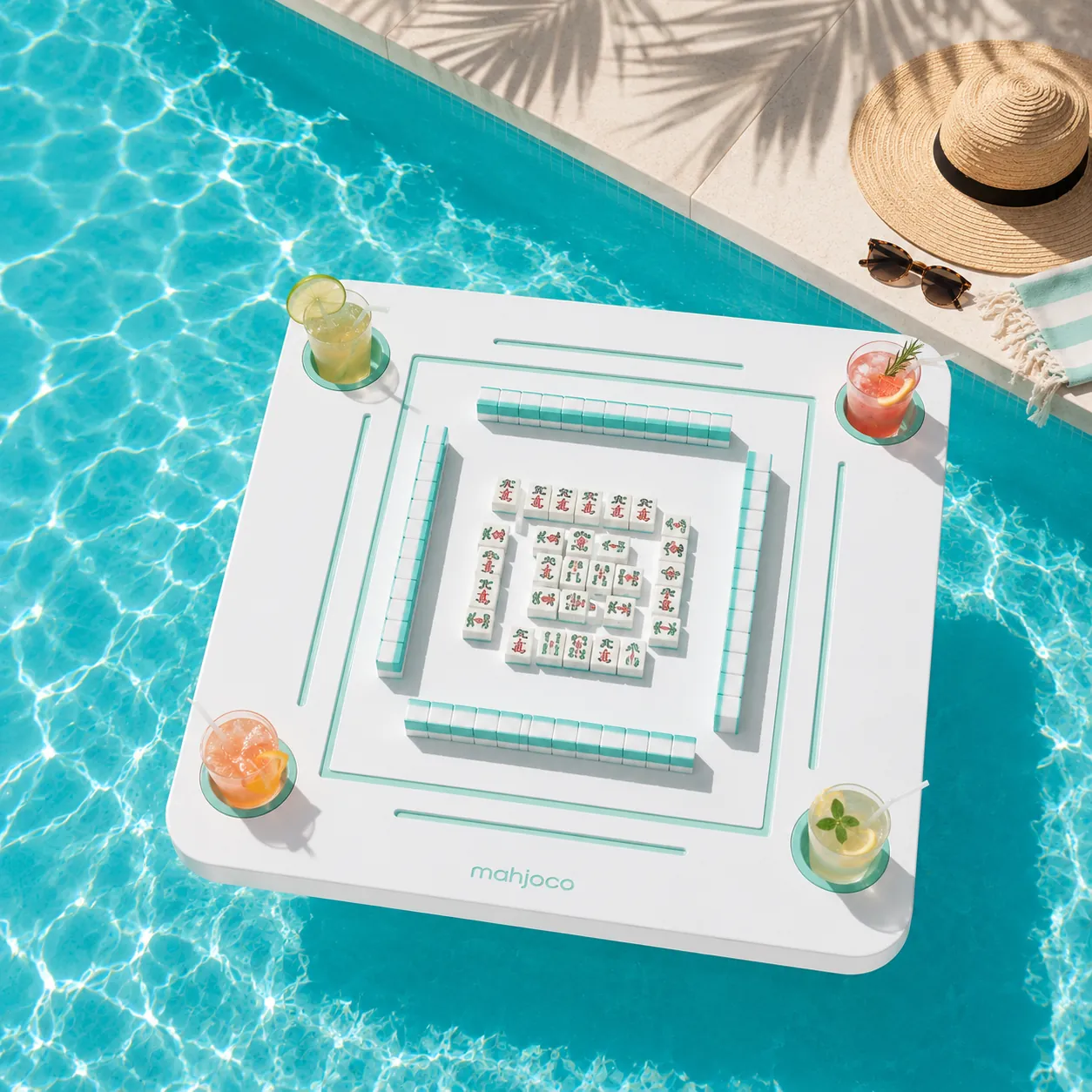 Floating Mahjong Table with Cup Holders