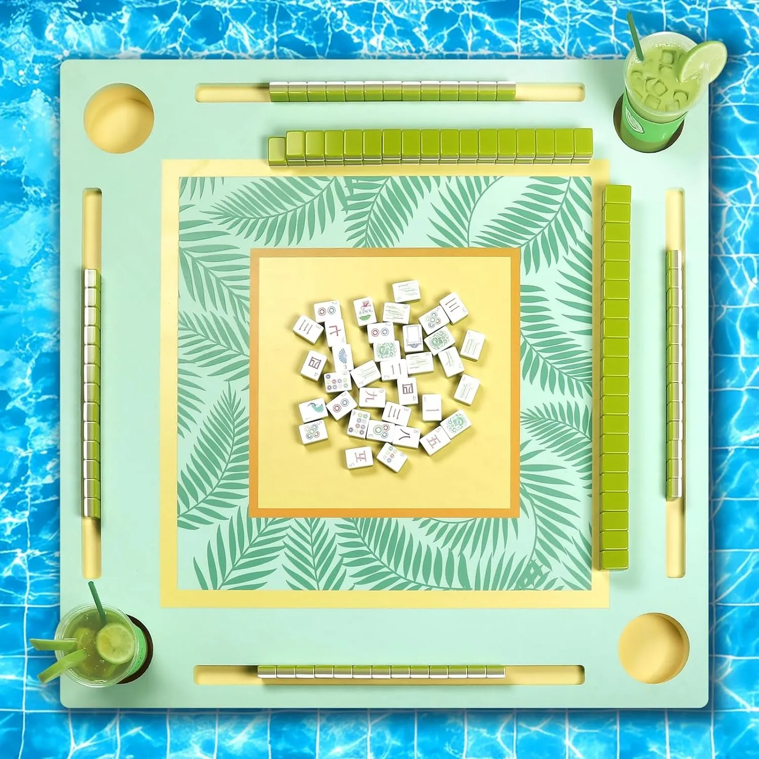 Floating Mahjong Table with Racks and Cup Holders
